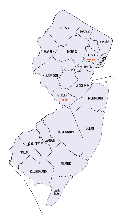 county map of new jersey