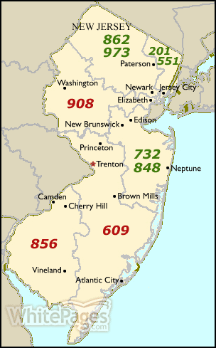 new jersey area code map