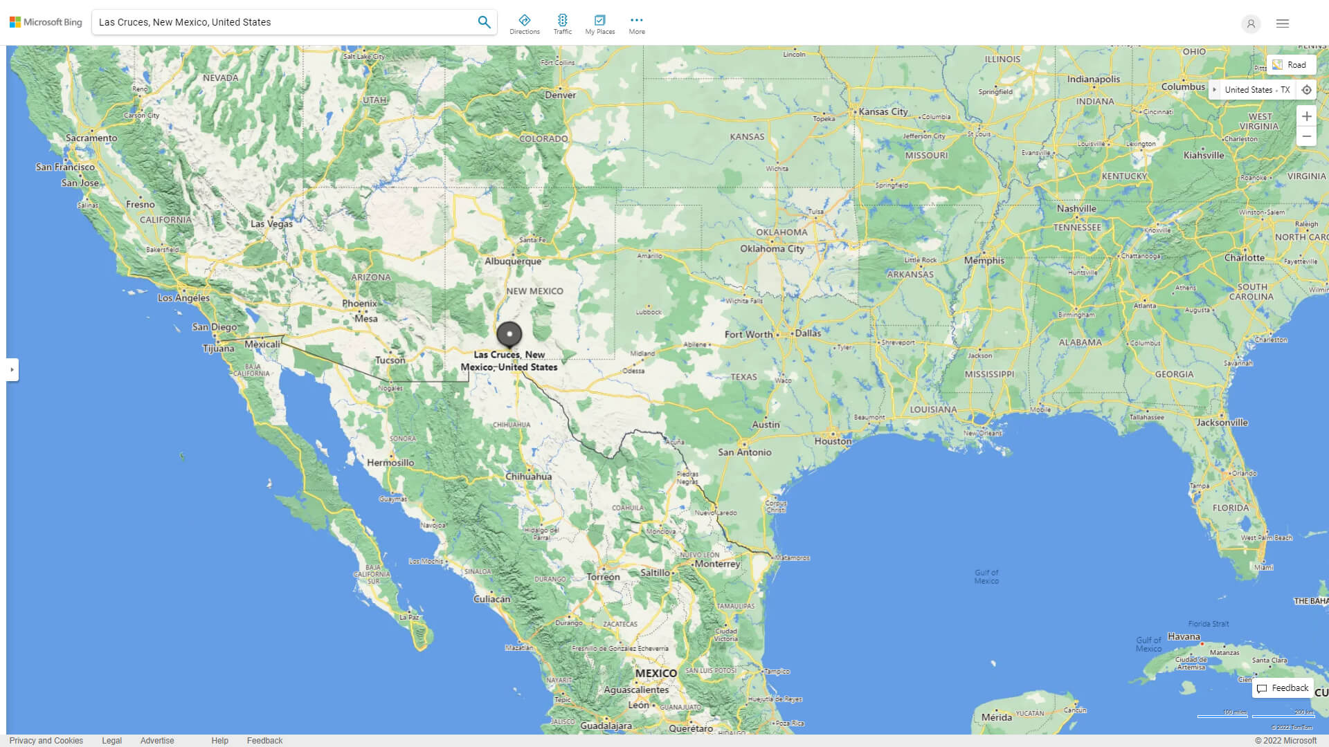 Las Cruces map displaying city layout and features