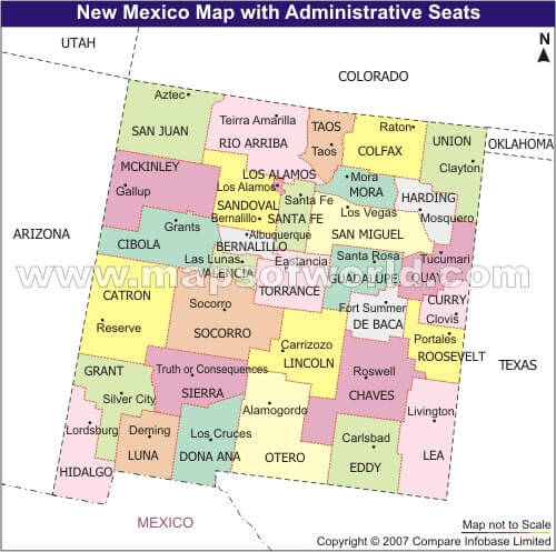 new mexico county seat map