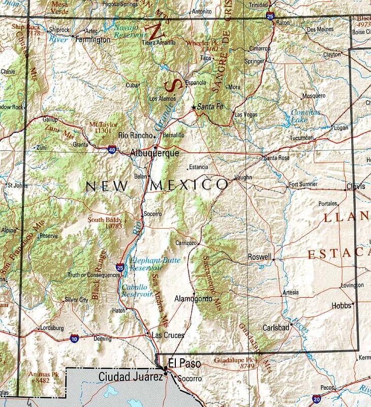 new mexico physical map