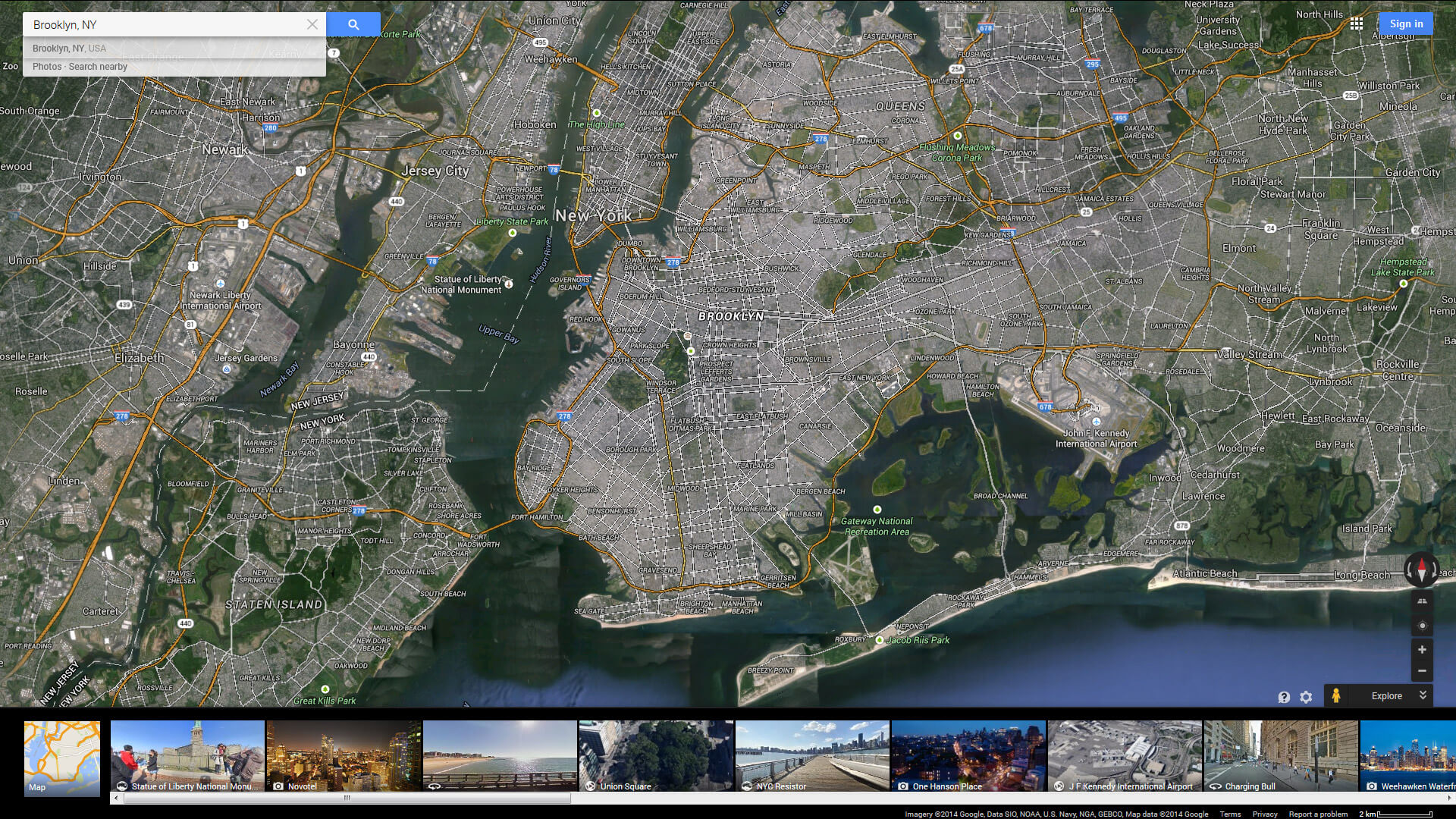 brooklyn map new york us satellite