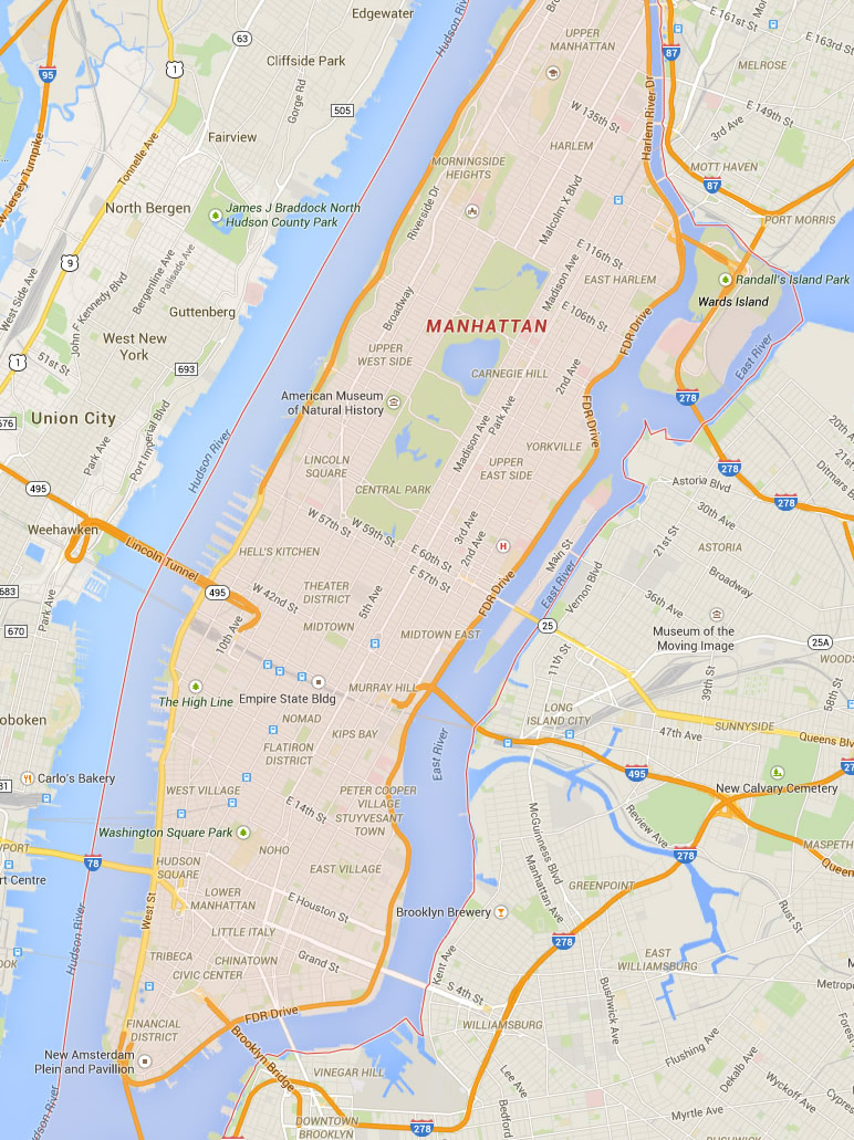 manhattan new york map usa