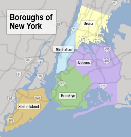 new york city boroughs map