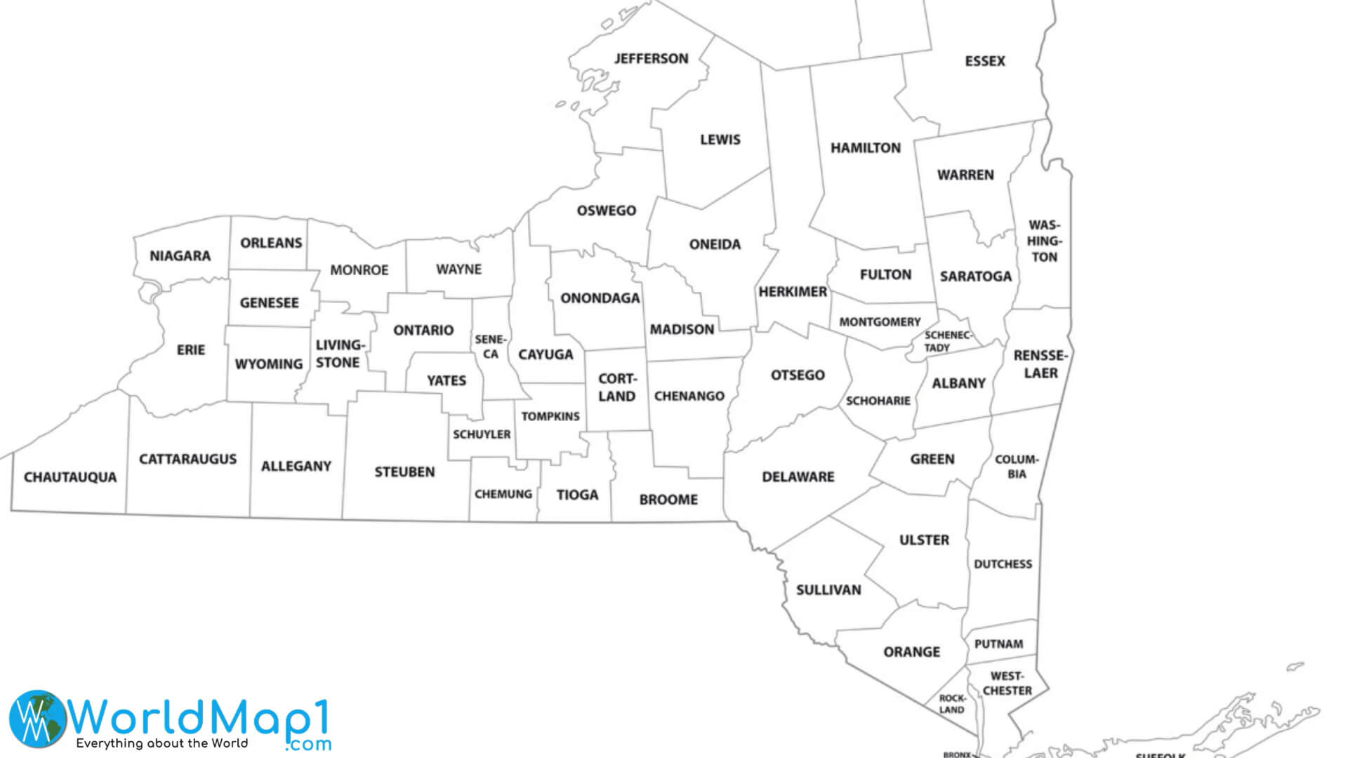 New York Free Printable Map - New%20York%20Outline%20Map%20with%20Counties 