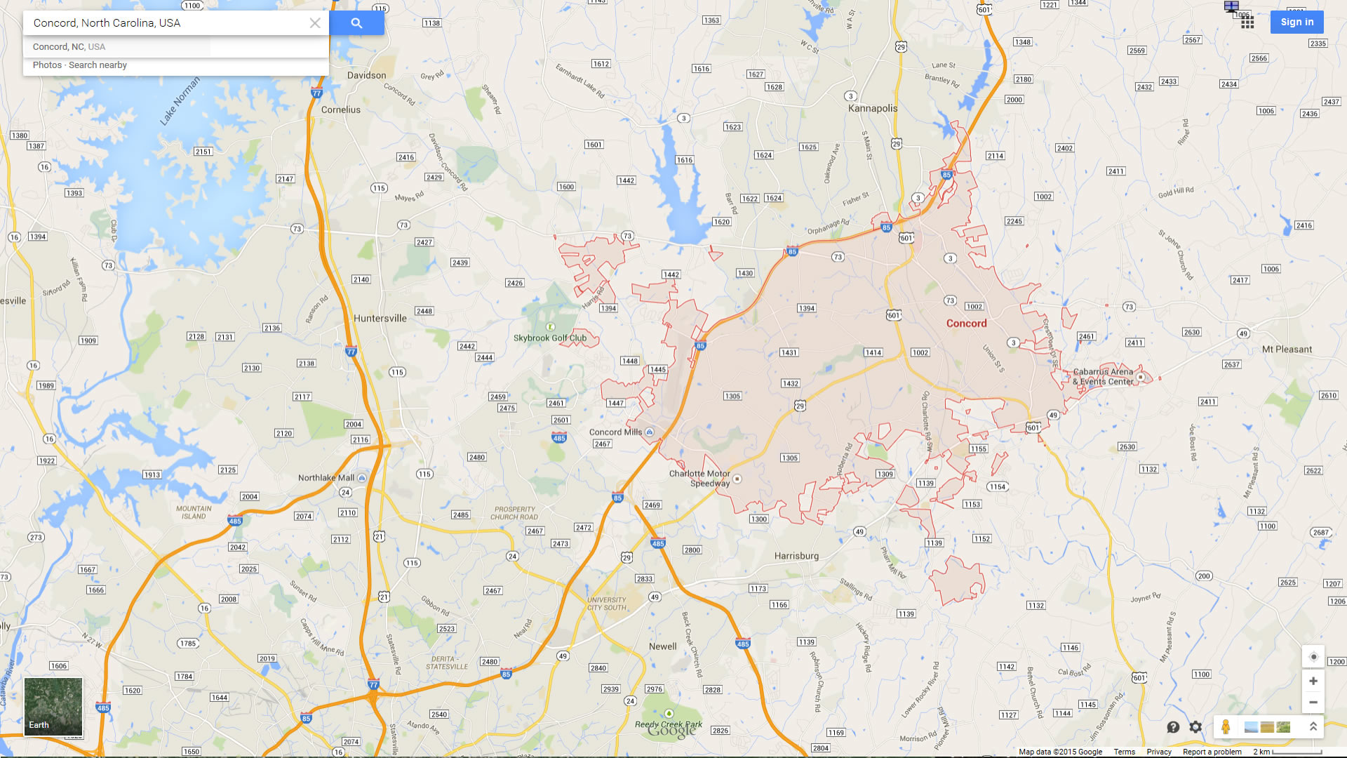 concord map north carolina us