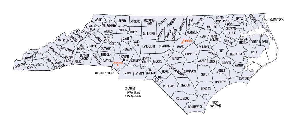 All North Carolina Cities Map