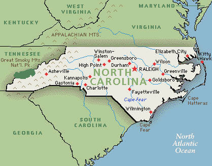 north carolina state map