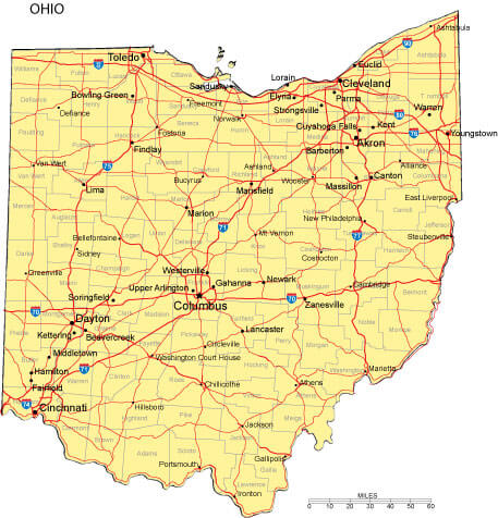 cities map of ohio
