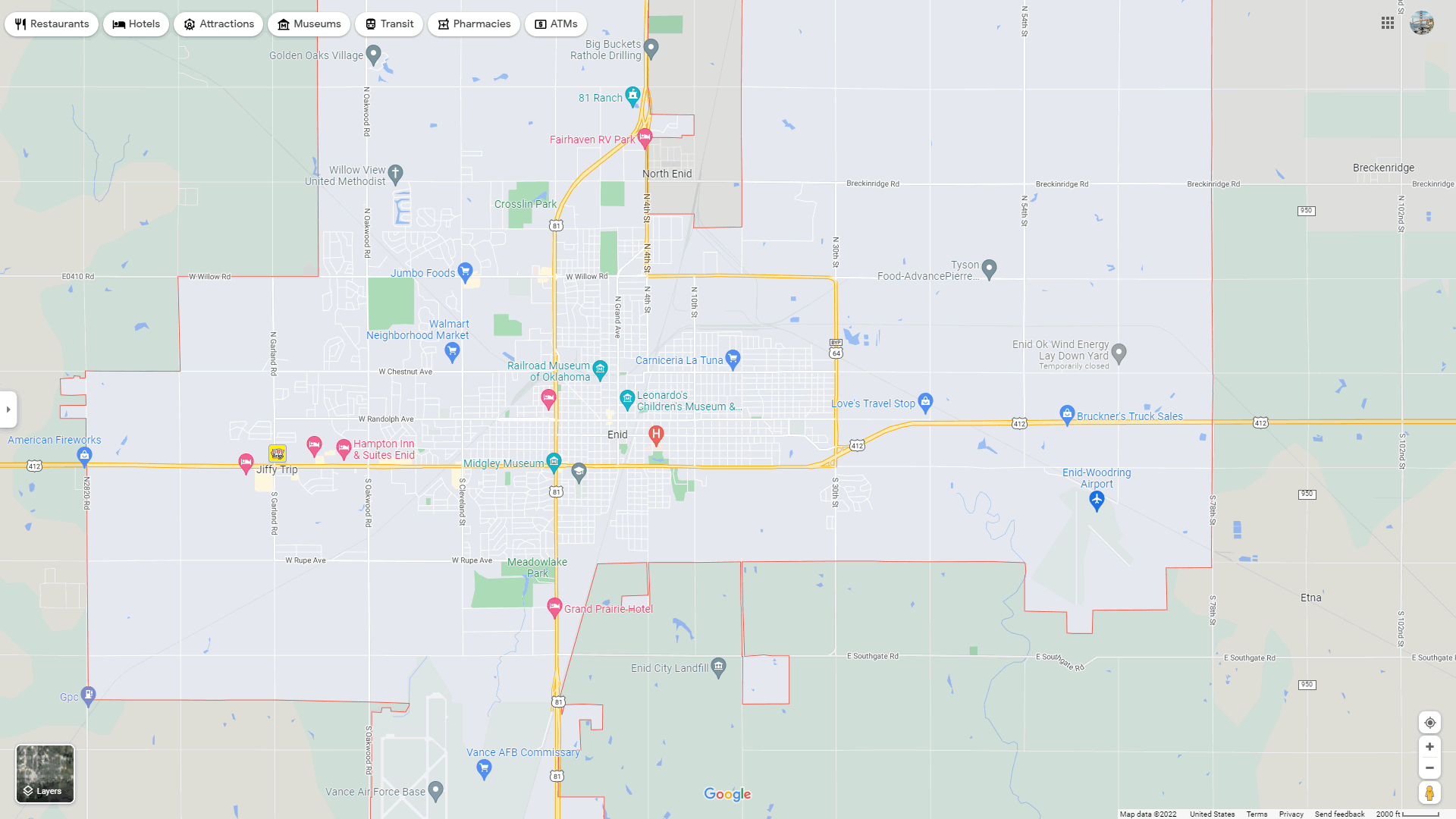 Enid Oklahoma Location Map