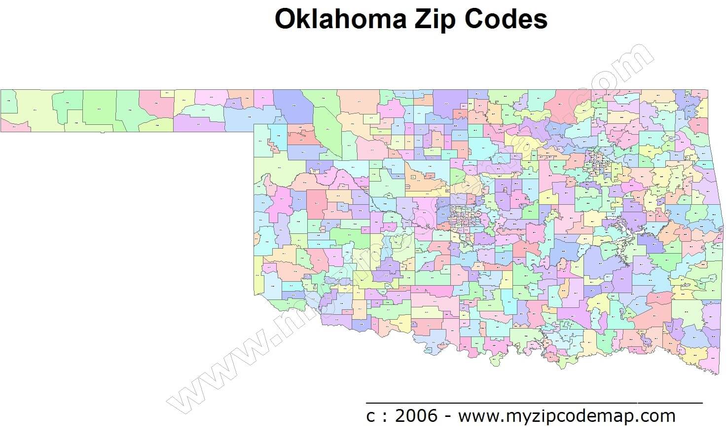 oklahoma zip code map