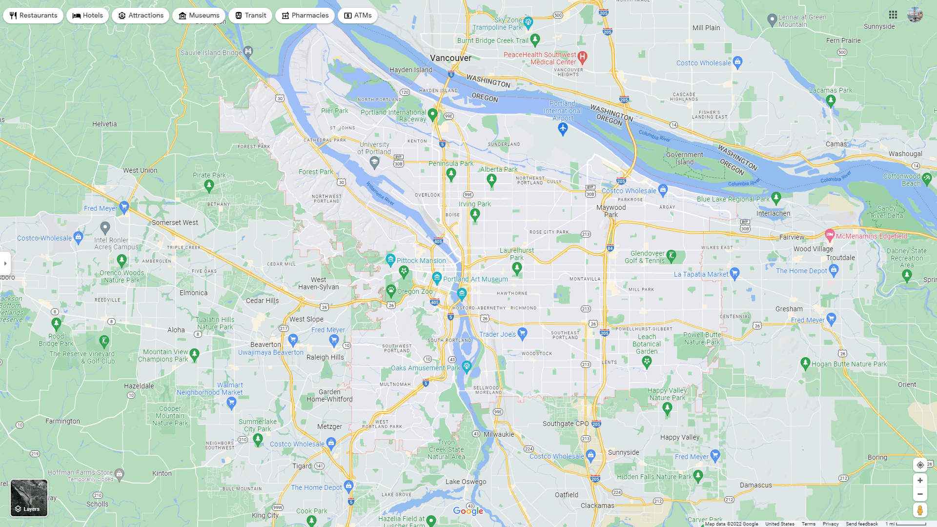 Portland, Oregon Map