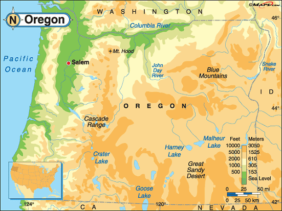 state map of oregon