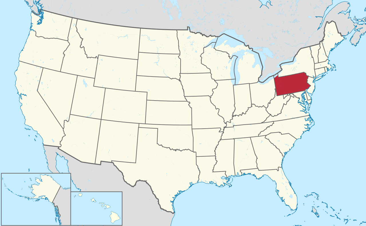pennsylvania map in united states