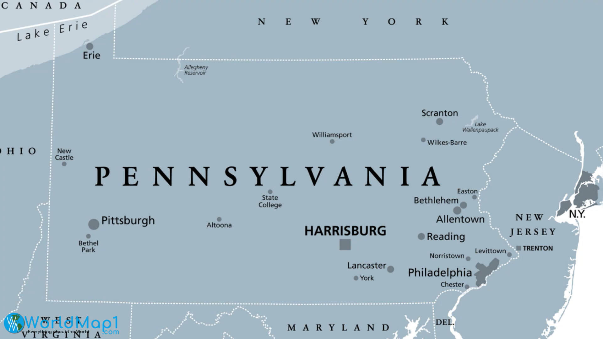 cities in pennsylvania map