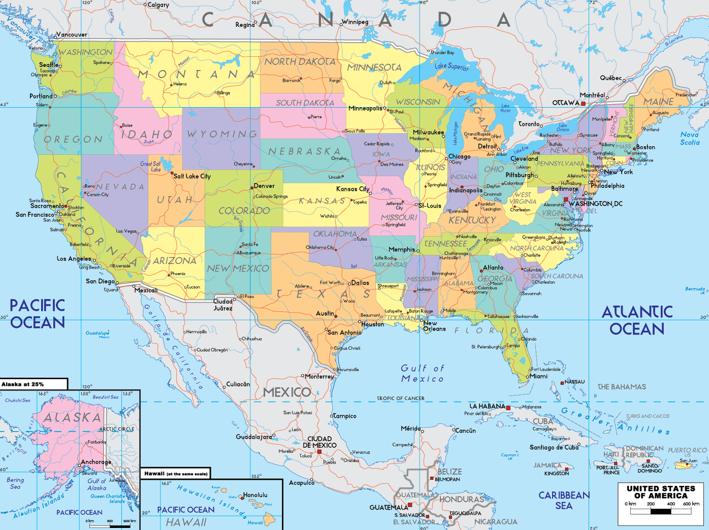 Political Map of USA
