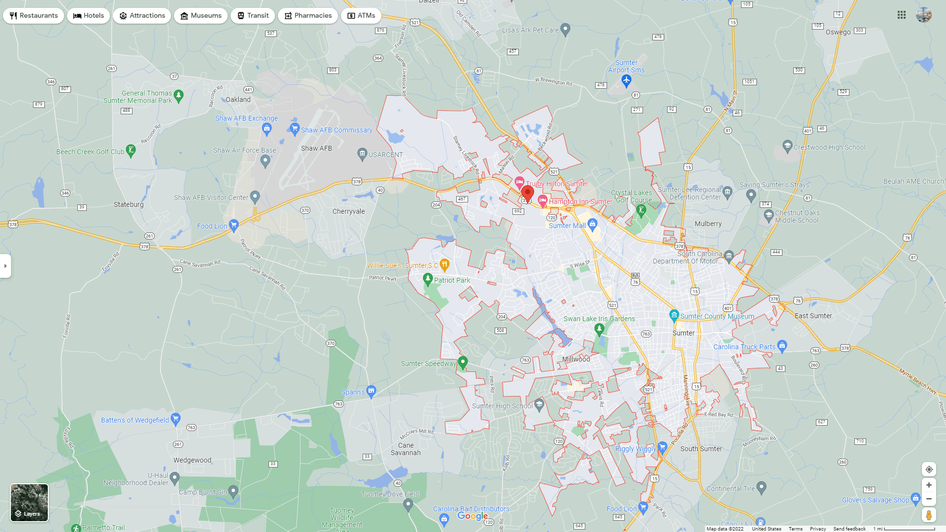 Sumter South Carolina Map Map Of Sumter Sc