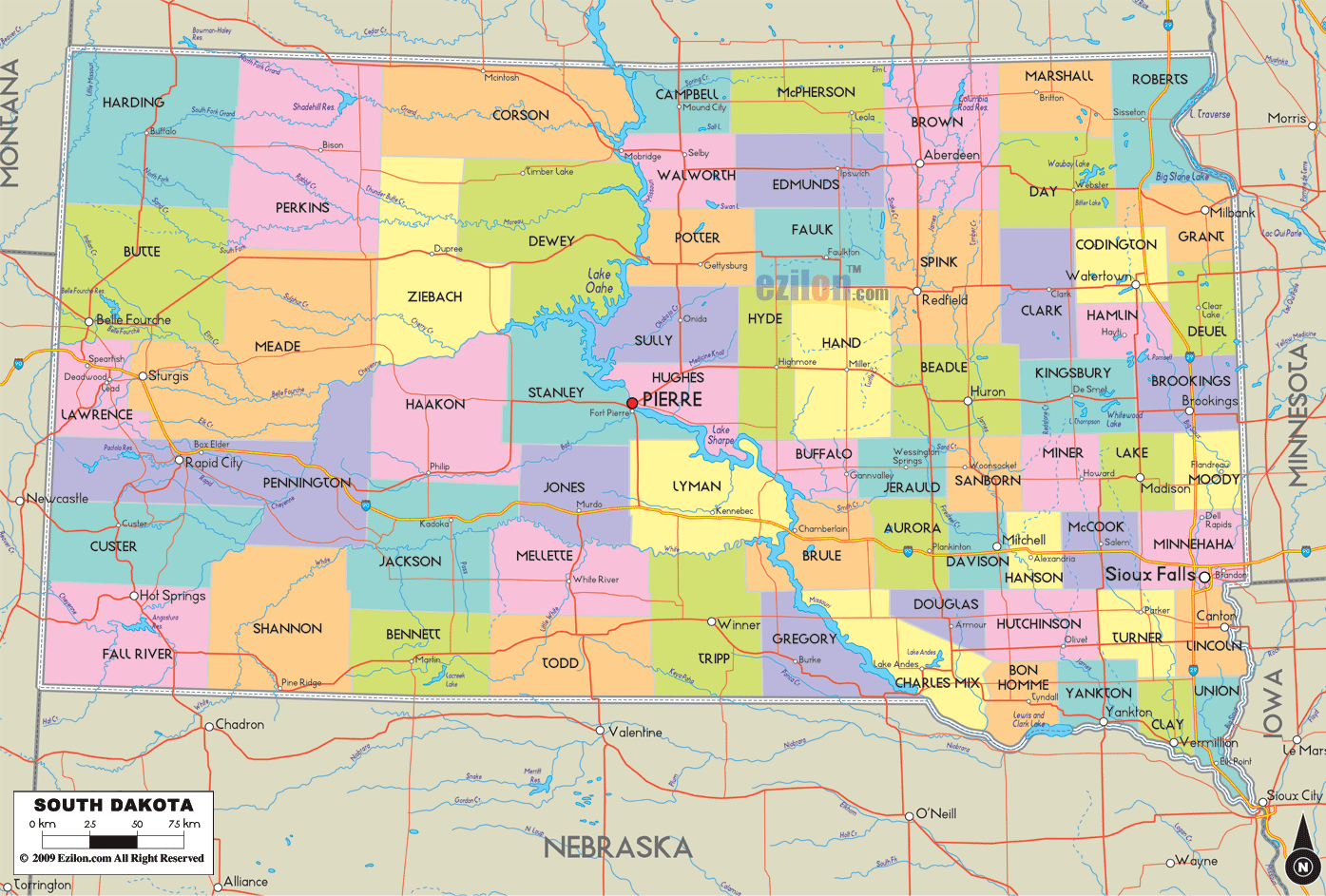 maps of south dakota