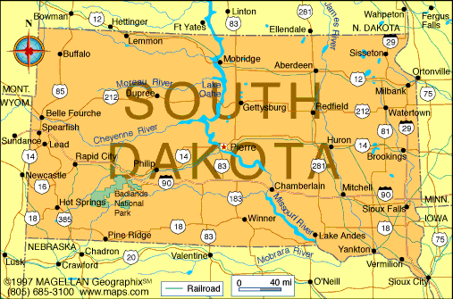 South Dakota Map