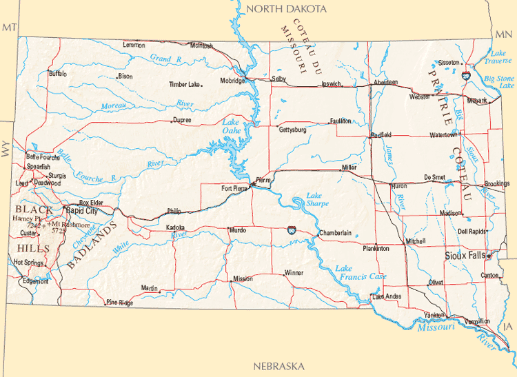 South Dakota Reference Map