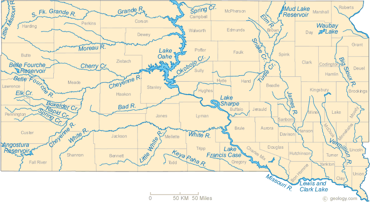 south dakota rivers map