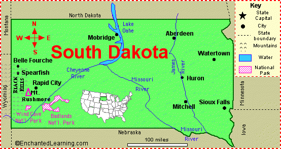 South Dakota State Map