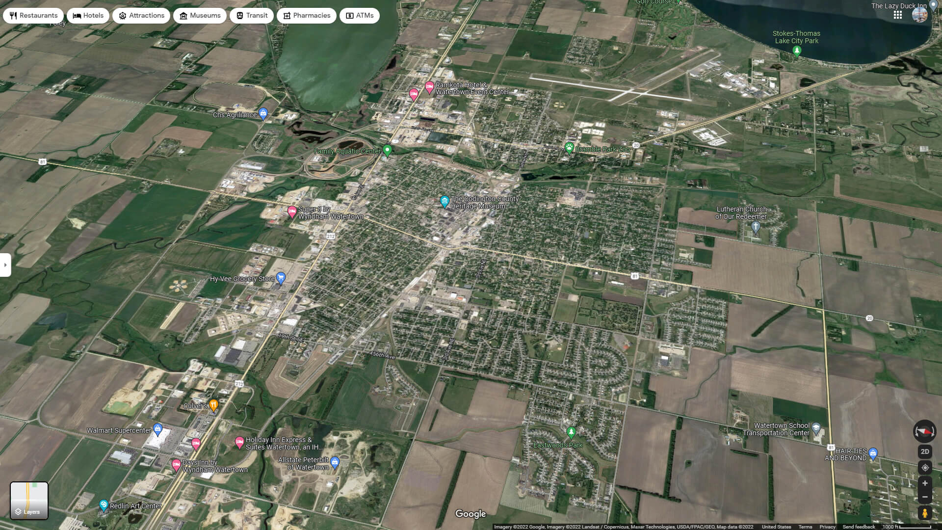 Watertown South Dakota Map and Watertown South Dakota Satellite Image