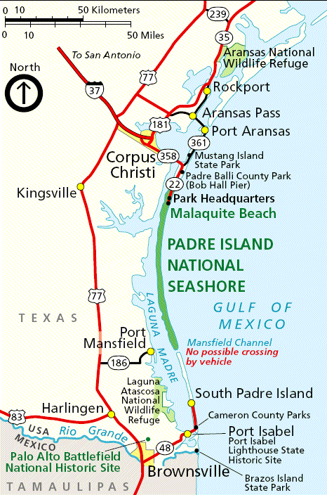 corpus christi map padre island