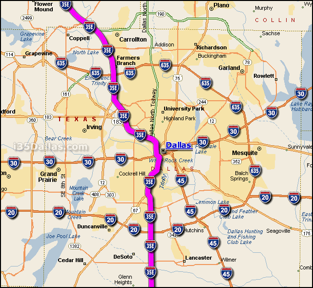 dallas map interstate 35