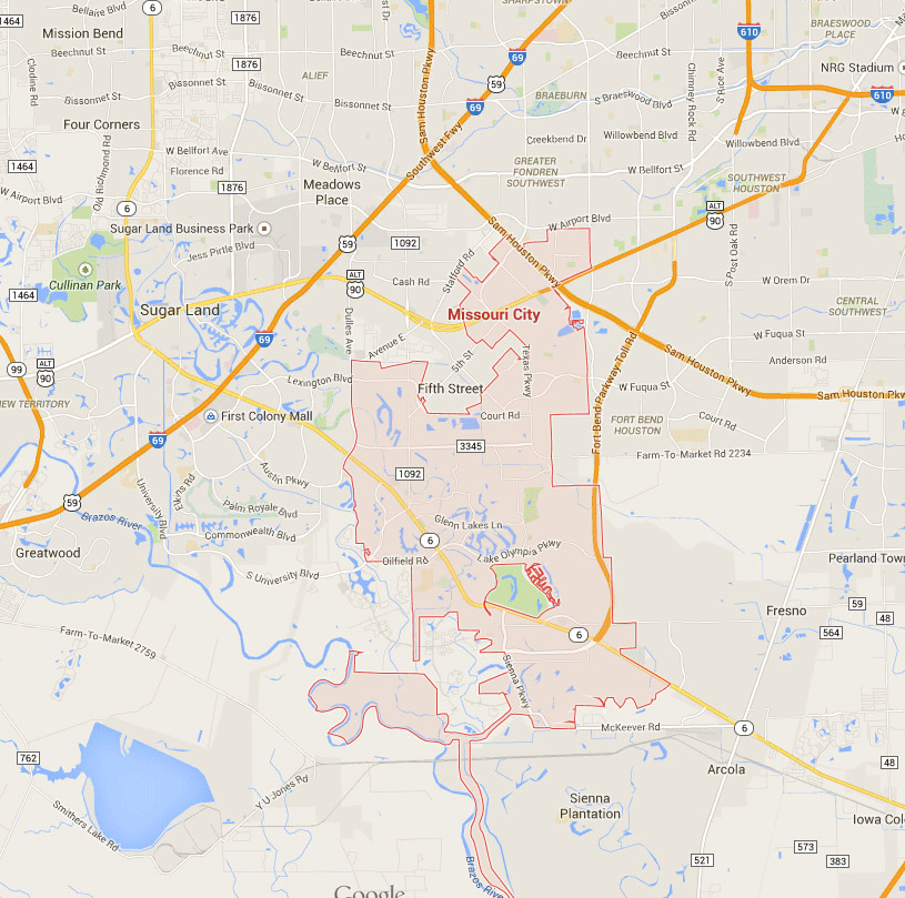 missouri city texas map usa