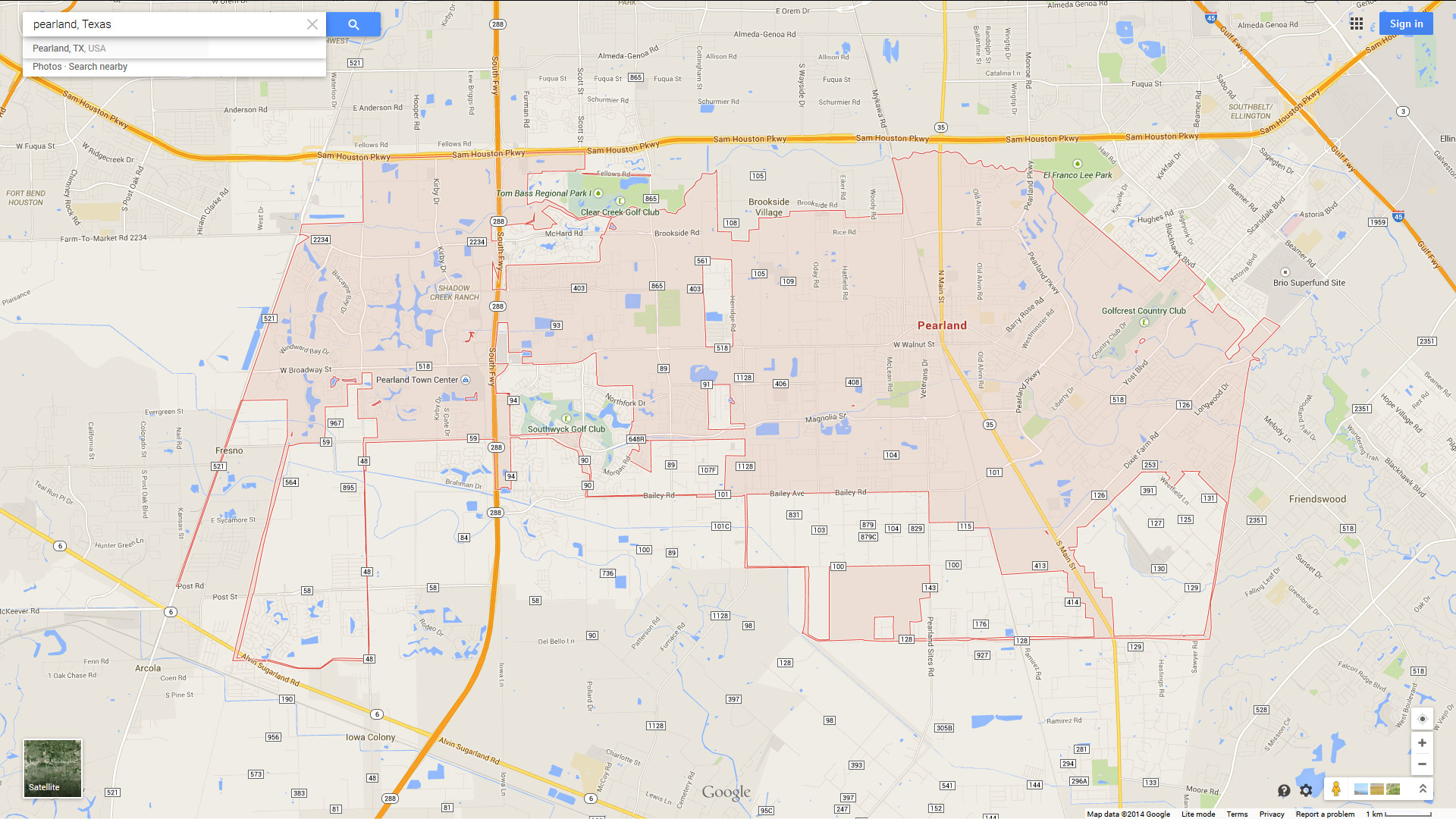 pearland map texas us