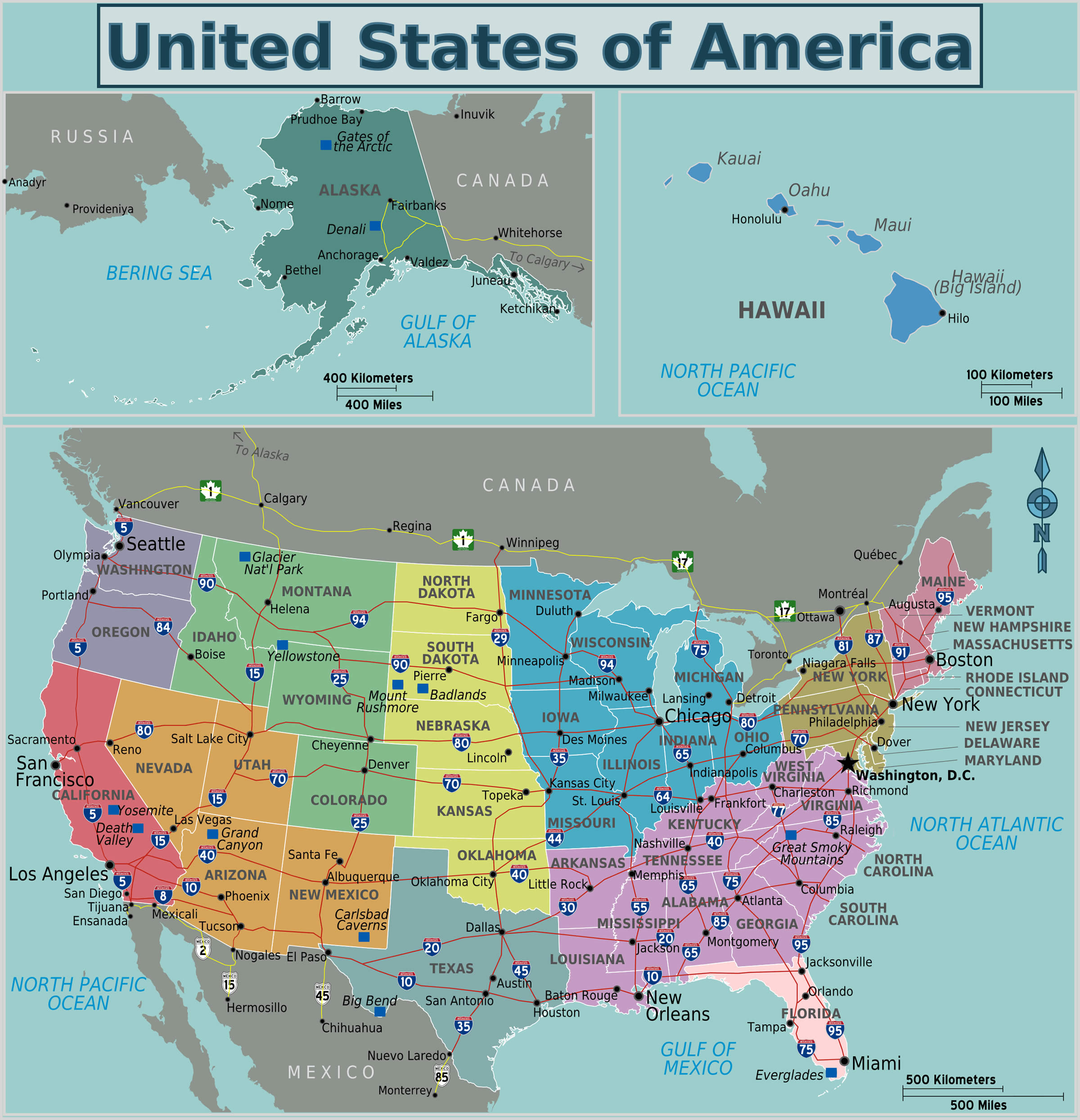United States of America States Map
