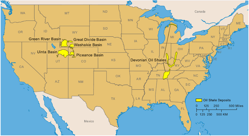 United States Oil Shale Map