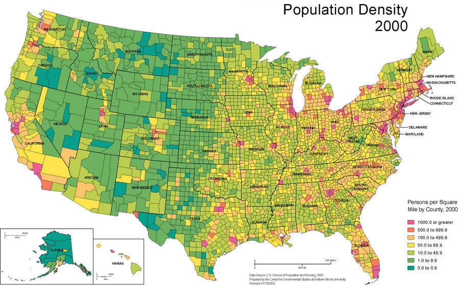United States Population Density Map
