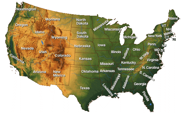 USA Physical Map