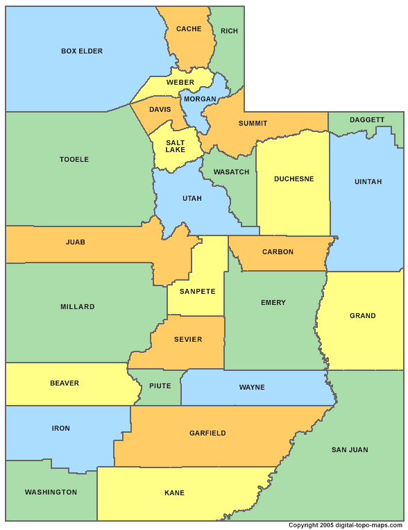 Utah country map