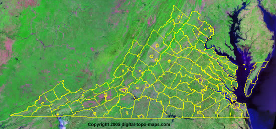 Virginia Satellite Map