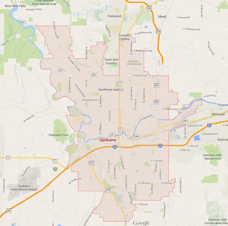 spokane washington map usa