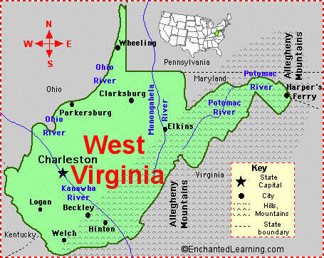 West Virginia Cities Map