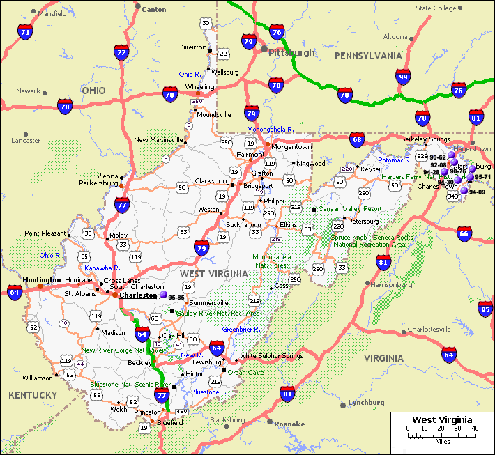 West Virginia Road Map