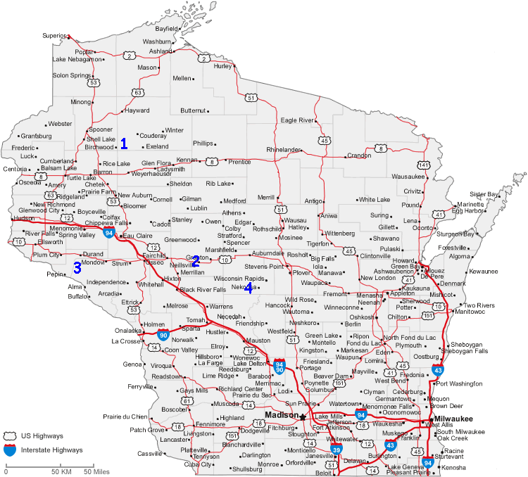 Wisconsin cities map