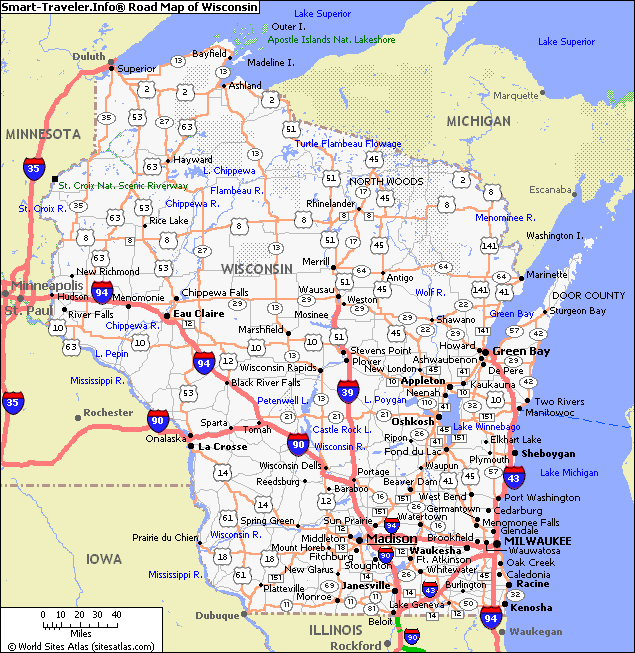 road map of wisconsin