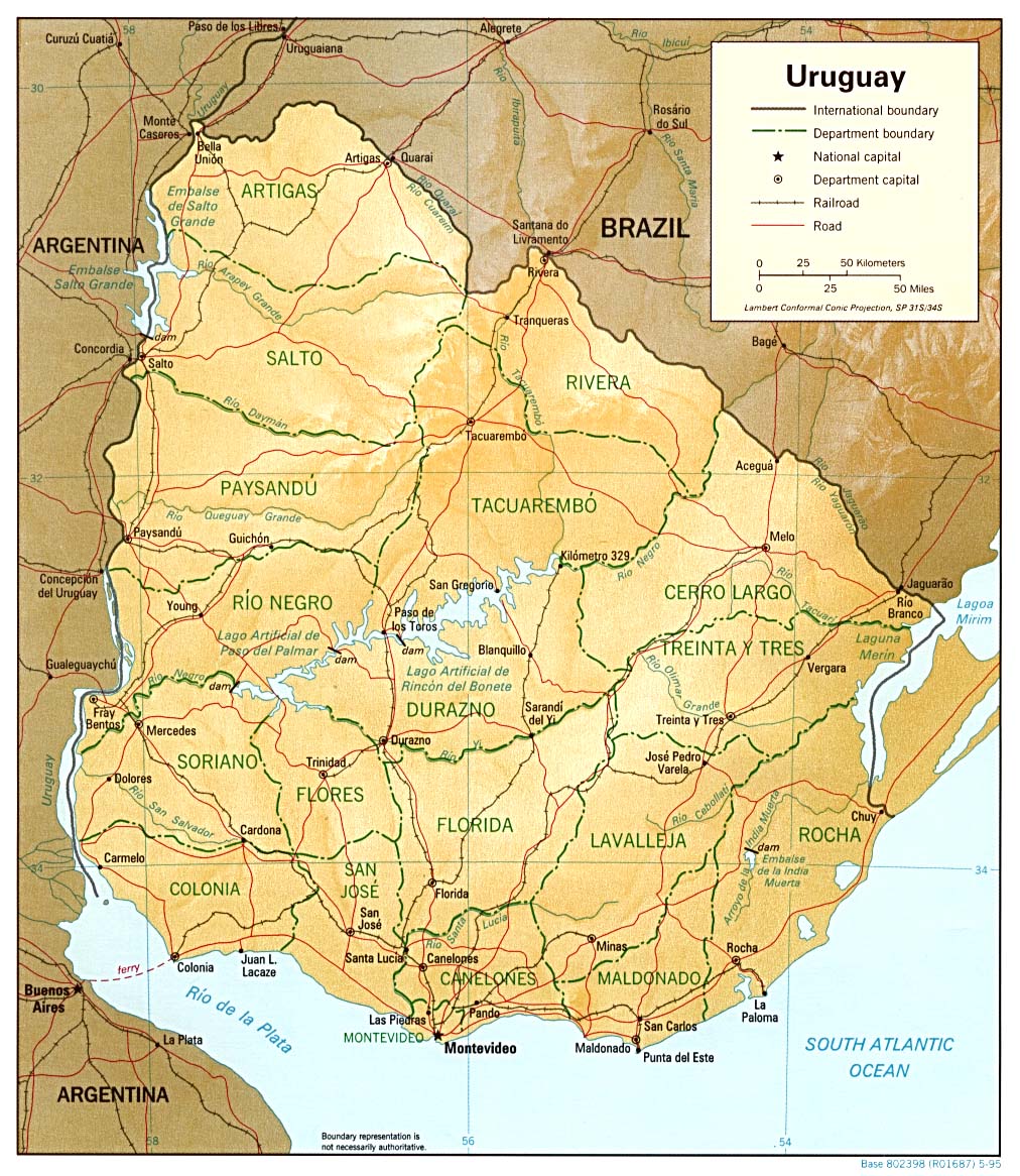 uruguay relief map