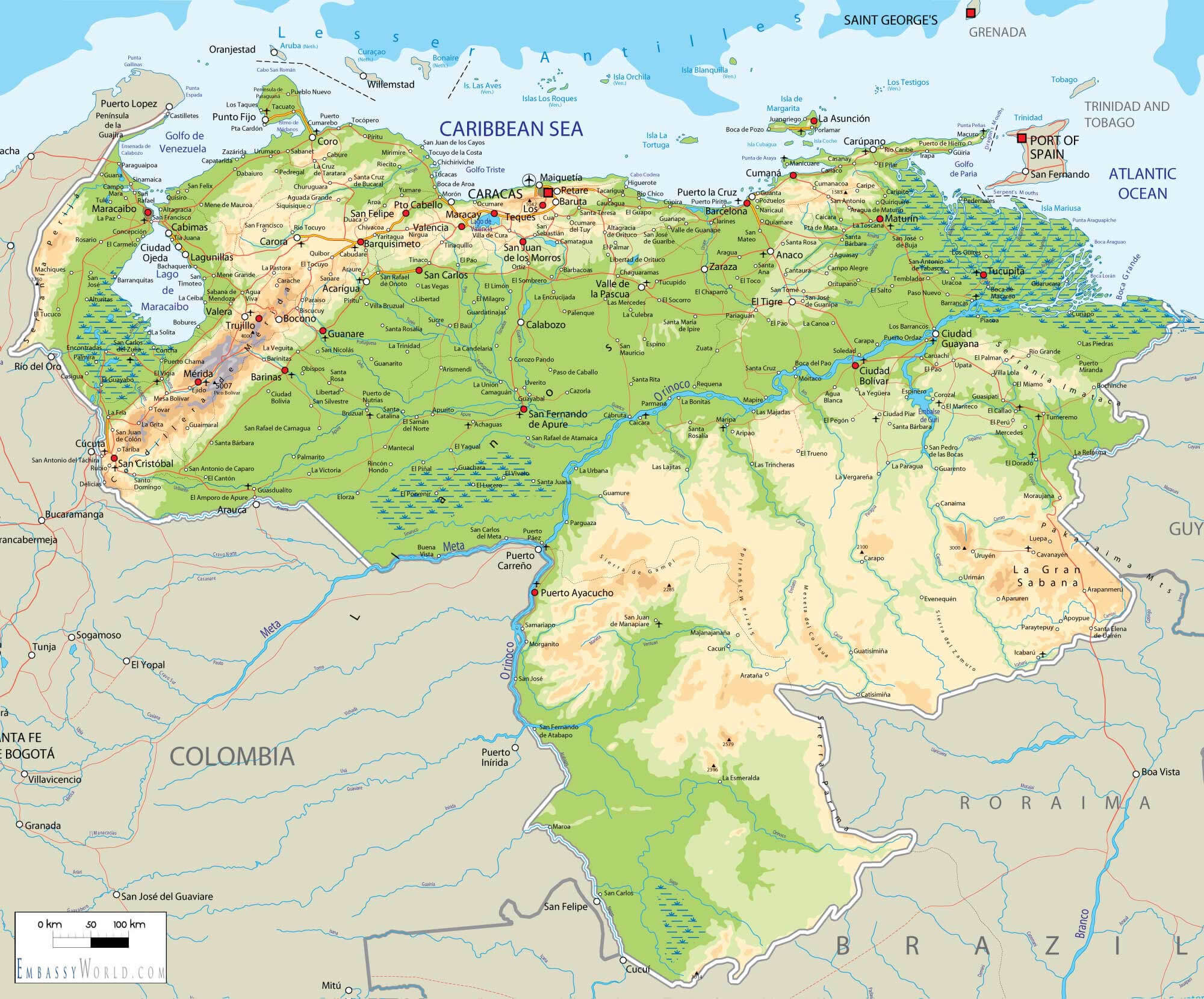 Venezuela Map and Venezuela Satellite Images