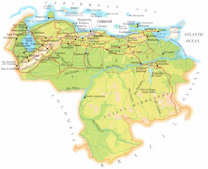venezuela physical map