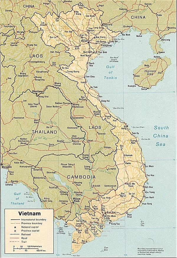 physical map of vietnam