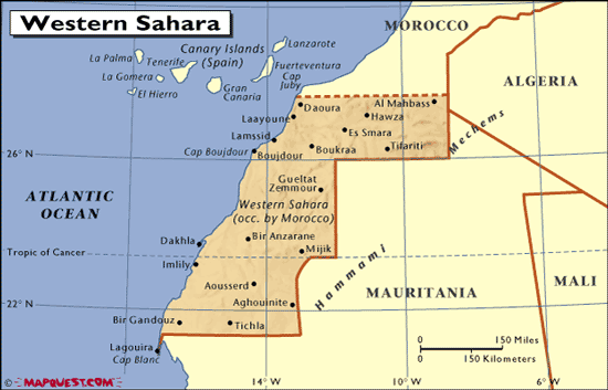 physical map of western sahara