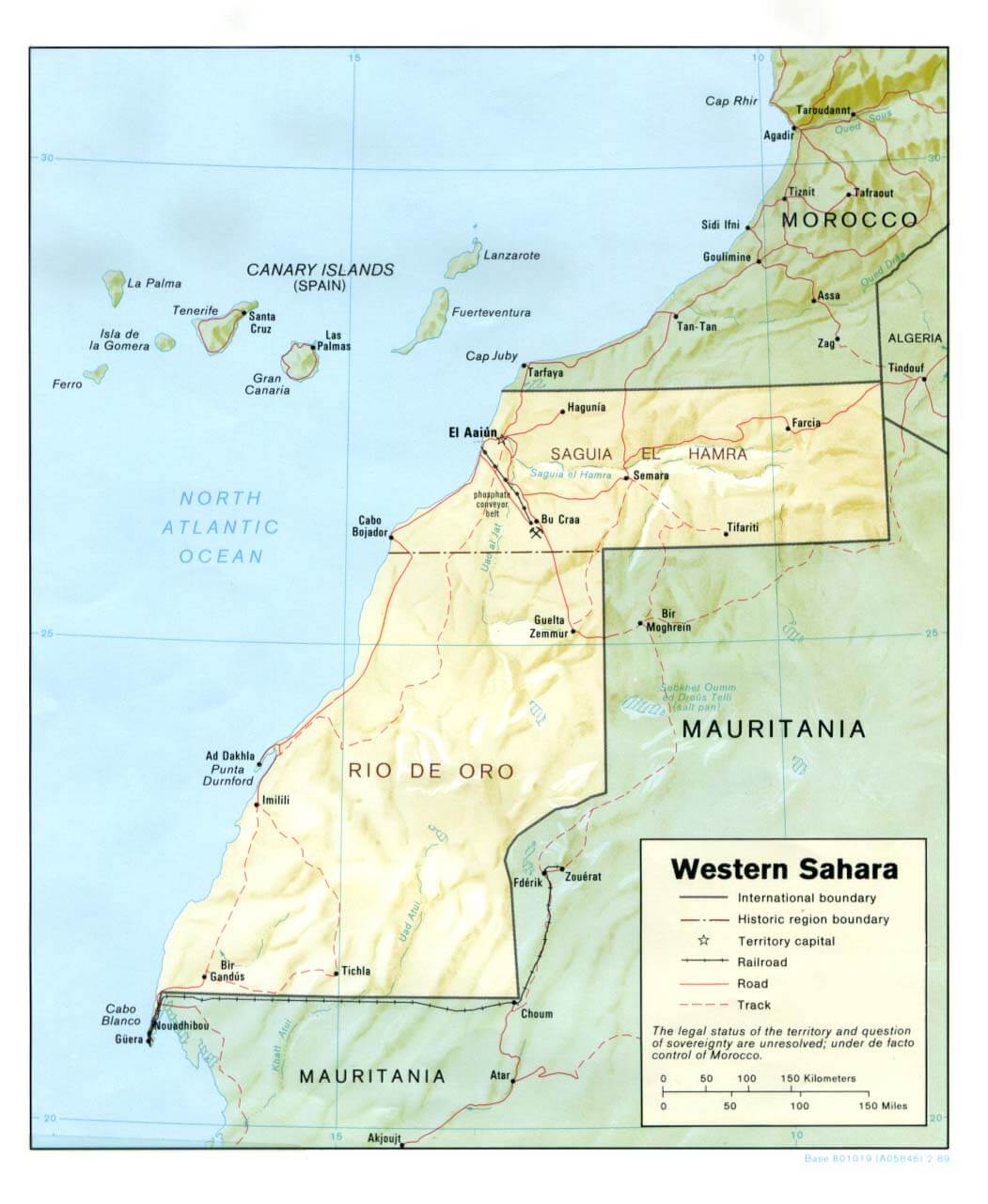 western sahara relief map