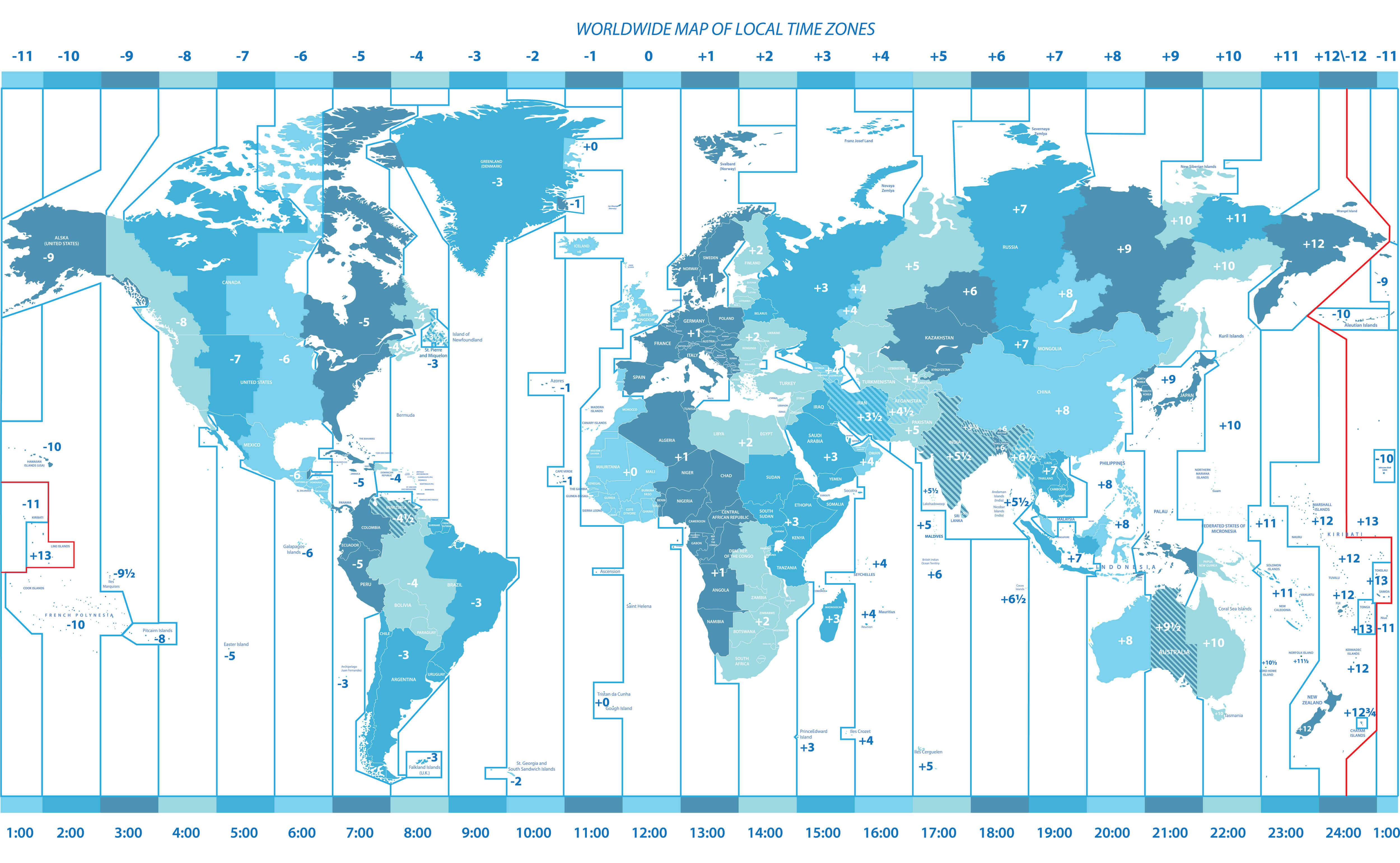 World Countries Time Zone Map