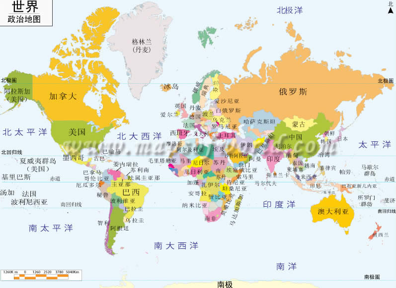 World Map in Chinese Language